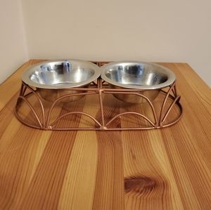 Rose Gold Cat Food Bowls and Stand